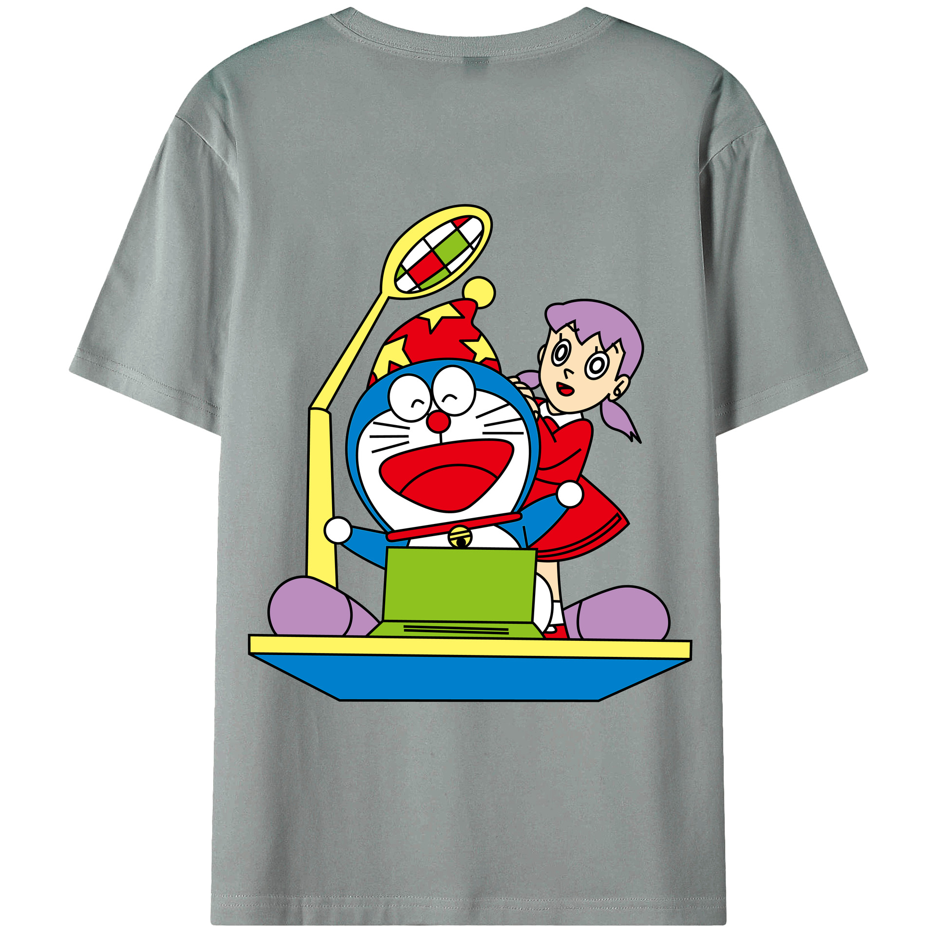 （画像用） ドラえもん みなもと しずか Doraemon Shizuka Minamoto 綿100％ メンズ半袖Tシャツ（バックプリント） 通気性